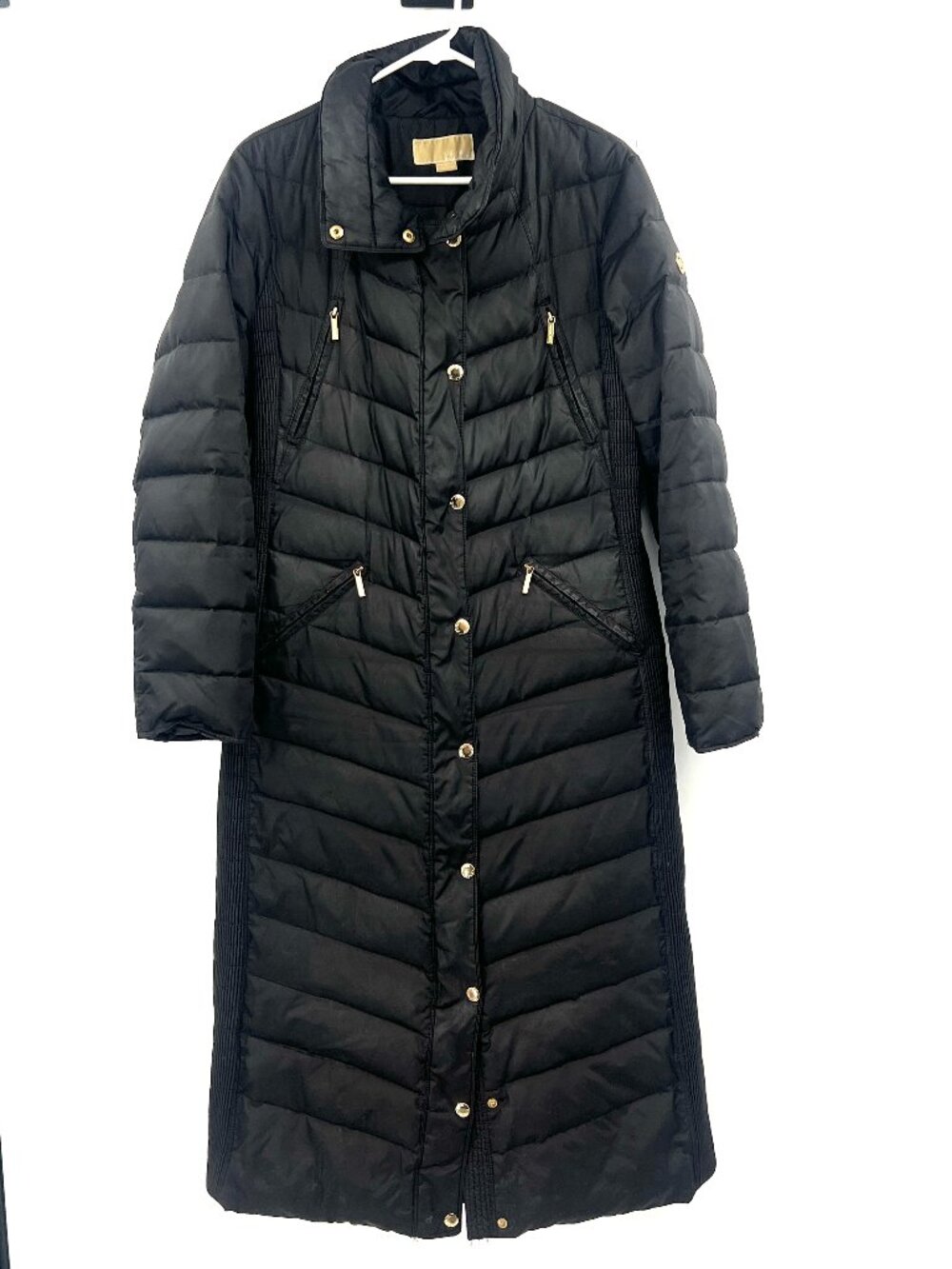 Michael Kors Black Full Length Black Puffer Coat Women's Large